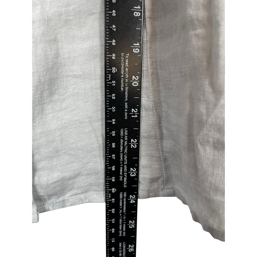 NWT TAHARI Sz XL Top 100% Linen Gray Button Up Shirt Blouse Minimalist Lagenlook - Picture 5 of 9